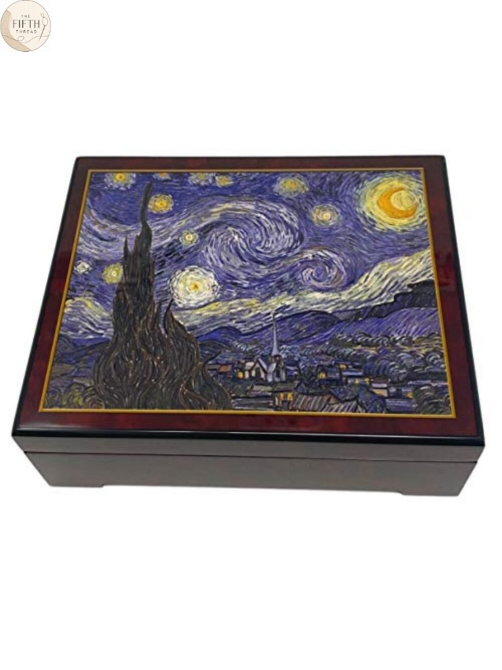 Van Gogh Starry Night Musical Jewelry Box Wood Glossy Finish Moonlight Sonata